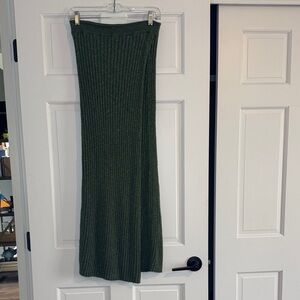 Free People Olive Ribbed Knit Maxi Skirt